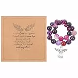 GLEAVI Gedenk Perlenarmband Satz mit Karte Trauer Schmuck für Angehörige Steinperlen Armband zum Verlust Von Mutter Sohn Ehemann Stilvolles Kondolenz Geschenk