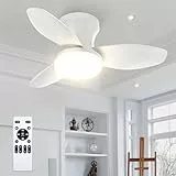 Deckenventilator Mit Beleuchtung Fernbedienung,Deckenlampe Mit Ventilator Lampe Decke,Leiser,CRI≥90,65 cm,Timer,7 Stufen,3000K-6500K Dimmbar LED Deckenventilator Für Schlafzimmer Esszimmer (45CM)