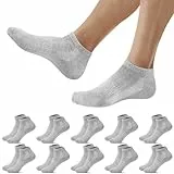 Falechay 10 Paar Sportsocken Sneaker Socken Herren Damen Baumwolle Atmungsaktive Sneakersocken Halbsocken,Grau 39-42
