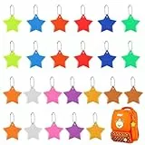 URAQT Sicherheits Reflektor Anhänger, 24 Stück Stern Reflektor Kinder, Wasserdicht Reflektoren Anhänger, Reflektierende Schlüsselanhänger, Kinder Reflektoren für Schultasche Rucksack Radfahren Bunt