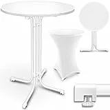 tillvex® Gastro Stehtisch klappbar Ø70cm mit Husse | Bistrotisch FERTIG MONTIERT | Klapptisch rund - wetterfester Partytisch | Gartentisch Indoor & Outdoor