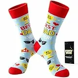 BISOUSOX Vatertagsgeschenk Lustige Socken Herren Geburtstag Geschenke Socken für Opa & Papa Super Bester Dad Baumwolle Fun Personalisierte Geschenke für Männer (EU 40-46)