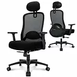 Milacyee Bürostuhl, Bürostuhl Ergonomisch, Schreibtischstuhl Bequemer, Höhenverstellung, Atmungsaktiver Mesh-Stuhl, Drehstuhl hat 90° 110° 130° Abschließbar, Belastung bis 150KG Netzstuhl