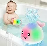 Gigilli Baby Badewannenspielzeug, Leuchtender Spritzender Wal-Spielzeug 6-12 12-18 Monate Badespielzeug Wasserspielzeug Spielzeug ab 1-3 2-4 Jahr Jungen Mädchen Kinder Geschenk, Rosa