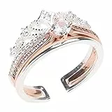 BUBEFSKD 2pcs Personalisierte Prinzessin Kronenring Zierlich Einstellbare Finger Open Engagement Open Tail Rings Schmuckfinger
