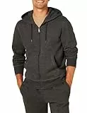 Amazon Essentials Herren Fleece-Kapuzenpulli mit durchgehendem Reißverschluss (erhältlich in den Größen Big & Tall), Dunkelgrau Meliert, L