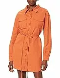 NA-KD Damen Oversize-Hemd mit Gürtel, Orange, 32
