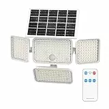 SANSI Solarlampe für Außen mit Bewegungsmelder, 10W 1300lm Superhelle Solarleuchte mit Fernbedienung, 3 Betriebsmodi, 4000mAh, IP65 Wasserdichte Solar Wandleuchte für Terrasse, Hof, Garage, Veranda