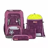 Step by Step Giant Schulranzen-Set „Glamour Star Astra“, 5-teilig, Beere, ergonomischer Tornister mit Reflektoren, höhenverstellbar mit Hüft- und Brustgurt, für Mädchen ab der 1. Klasse, 23 Liter