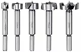 kwb Forstner-Bohrer-Set, 5-teilig für Holz 15-35 mm, mit abgedrehtem Schaft, geschmiedeter Bohrkopf, präzise Bohrungen