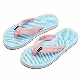 WateLves Flip Flops Kinder Zehentrenner Mädchen Jungen Badelatschen Sommer Strand und Pool Rutschfeste Zehensandalen(Rosa Blau, 34EU)