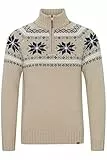 11 Project PRTim Herren Strickpullover Troyer Grobstrick Pullover mit Troyer-Kragen aus hochwertigem Woll-Mix-Material, Größe:M, Farbe:Crockery (161104)