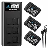 Homesuit NP-FW50 Akku 1300mAh & LCD Ladegerät Kit für Sony Alpha A6000 A6300 A6400 A6500 ZV-E10 7RM2 A7SM2 A7M2 A7II A7RII A7SII A55 A5000 A5100 A3000 RX10 II III IV NEX-3/5/6/7 NEX-F3 (3er-Pack)