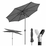 Sekey Sonnenschirm 300 cm mit Kurbel, Gartenschirm wasserabweisend, Balkonschirm UV-Schutz bis UPF 50+, Terrassenschirm neigbar & 8 Streben für Garten, Balkon & Terrasse, Grau