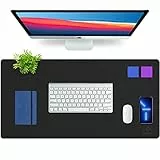 K Knodel Schreibtischunterlage, 80cm x 40cm PVC-Leder Tischunterlage, Wasserdichte Laptop Unterlage für Büro (Schwarz)