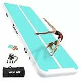 AKSPORT Air Matte Track Tumbling Matte,3/4/5/6m Aufblasbar Gymnastikmatte Turnmatte Tumbling Matten 10/20cm hoch mit Luftpumpe für Zuhause/Taumel/Turnhalle/Ausbildung/Cheerleading doppelt mintgrün