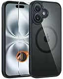 FNTCASE für iPhone 16 Klar Hülle: Magnetisch Militärischen Grad Fallschutz Anti Vergilbung Schlankes Hülle - Robuste Stoßfeste Schützende Transparente Handyhülle - 6,1 Zoll (Schwarz - Kamerasteuerung)