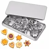 Bczhieulw mini Ausstechformen weihnachten Set, 30 PCS Plätzchenausstecher, zehn Formen in jeweils drei Größen, geeignet für DIY-Geburtstagskuchen und Kekse,Quadrat, Kreis, Dreieck, Stern, Tropfen, usw