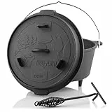 BBQ-Toro Dutch Oven Forest Serie | bereits eingebrannt - preseasoned | Verschiedene Größen | Gusseisen Kochtopf | Bräter mit Deckel (Topf mit Füße, 9,0 Liter (DO9F))