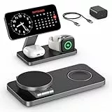 Induktive Ladestation Kompatibel mit Magsafe Ladegerät,QTlier 3 in 1 iPhone Ladestation für Air 17/16/15/14/13/12 Serie,20W Wireless Charger für Apple Watch 10/9/8/7/6/5/4/3 und AirPods (Tief Schwarz)