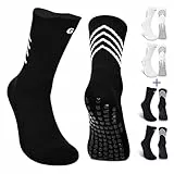 Gogogoal rutschfeste Fußballsocken Herren Teenager Jungen gepolstert Baumwoll Anti-Rutsch Sporttrainer Sneaker Socken Fussball Basketball 36–42 Weiß+Schwarz01 M 4 Paar