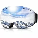 DADA-PRO Skibrille Herren Damen Ski Brille 100% UV Schutz Anti Fog Helmkompatibel Rahmenlose Skibrille Für Brillenträger OTG Ski Goggles Snowboard Brill (Silber)