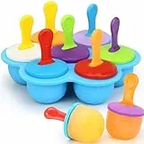Alinana Eeis am Stiel, 7-fach Eisformen Silikon, BPA-frei Wiederverwendbare Eisformen Eis am Stiel, DIY Wassereis Formen - Mikrowellengeeignete Cake Pop Form (Blau)