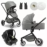 hauck 3in1 Kinderwagen Set Move N Care mit Drive N Care Babyschale – Kombikinderwagen ab Geburt bis 22 kg mit Federung & wendbarer Sitzeinheit – Dark Grey