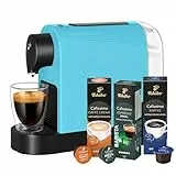 Tchibo Cafissimo „Pure plus“ Kaffeemaschine Kapselmaschine inkl. 30 Kapseln für Caffè Crema, Espresso und Kaffee | 0,8l | 1250 Watt | 11,9 x 33,7 x 24 cm | Limited Edition Tropical Breeze