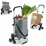 Juskys 3in1 Einkaufstrolley für Treppen - 56 L, modern & klappbar - Treppensteiger Trolley zum Shopping - Sackkarre & Tasche - Trolli Grau