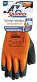 Spontex Winter Worker Waterproof Handschuhe, Wasserfeste Arbeitshandschuhe mit zweilagigem Innenfutter, hoher Kälteschutz, Latexbeschichtung, Größe M, 1 Paar, 12322087, Orange/Schwarz, M (1 Paar)