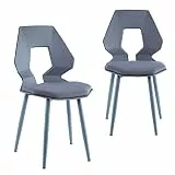 TRISENS 2er 4er Set Design Stühle Esszimmerstühle Küchenstühle Wohnzimmerstuhl Bürostuhl Kunststoff, Farbe:Grau/Grau, Menge:2 St.