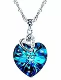 Unendlich U 925 Sterling Silber Damen Halskette Blau Zirkonia Anhänger Herzkette Swarovski Steinen Kristall Weihnachtsgeschenke