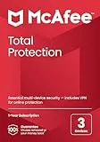 McAfee Total Protection 2023 | 3 Devices | Antivirus Internet Security Software | Unlimited VPN | 1 Year Subscription | By Post