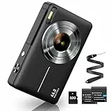 Digitalkamera 1080P 44MP Fotokamera FHD Fotoapparat mit 32G Karte 16X Digitalzoom Digital Kamera mit Batterie Tragbare Einfache Digitalkamera für Kinder Student Teenager Anfänger Senioren (Schwarz)