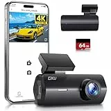 GKU 4K Dashcam Auto,dashcam Auto vorne, Auto Kamera mit integriertem WLAN,170° Weitwinkel,Nachtsicht,WDR,24H Parküberwachung,Loop-Aufnahme,G-Sensor,Dash cam Vorne inklusive 64GB SD Karte