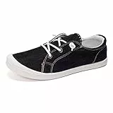 HEVA Damen Canvas Slip-On Sneakers Mode Casual Canvas Schuhe Bequeme Wanderschuhe(5UK 38EU, Schwarz)