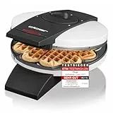 Cloer 1621 Waffeleisen für klassische Herzwaffeln, 930 W, Waffelgröße 15,5 cm, stufenlos wählbarer Bräunungsgrad, weiß, Metall