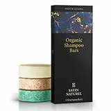 Satin Naturel Festes Shampoo Set BIO - Perfekte fur trockene Kopfhaut, 3 Shampoo Bars mit Bio Arganöl, Aloe Vera, Macadamianüsse fur Herren & Damen - 100% Vegan & Seifenfrei & Plastikfrei