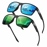 Rayruling 2 Paar Sonnenbrille Herren Polarisierte Damen, Sport Sunglasses Men Schwarz,Retro TR90 Ultraleicht Rahmen, UV400 HD Golf/Fahren/Angeln/Reisebrille/Outdoor-Sportarten Mode Sonnenbrillen