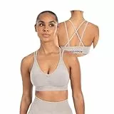SMILODOX Sport BH Damen - Batik Acid Cross Scrunch Bra - V-Ausschnitt mit Scrunchnaht - Fester Halt - Herausnehmbare Cups - Elastisches Material - Schöner Rückenausschnitt - Ideal für Fitness Yoga
