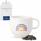 Villeroy & Boch – With Love Kaffeebecher 'Be Happy' Weiß, Spülmaschinenfest, Mikrowellensicher, Kaffeetasse Regenbogen, Heißgetränkebecher, Tasse, Geschenk, Premium Porzellan