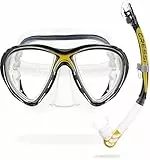 CRESSI Combo Big Eyes+Alpha UD Clear/Yellow - Kombo Set Maske Big Eyes Evo und Schnorchel Alpha UD, zum Tauchen und Snorkeln, Transparent/Gelb, Einheitsgröße, Erwachsene