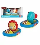 Fisher Price Schwimmboote, Löwe und Elefant, Badespielzeug für Babys, Kollektion Wasserspielzeug, austauschbare Tiere (Deqube 920D00090)