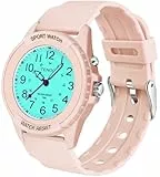 TENOCK Damen Sportliche Armbanduhr,Armbanduhr Analog,Damen Analoge Quarz Uhr,50M Wasserdicht Uhr Armbanduhr mit Nachtlicht für Modischer Casual-Matching oder Sportliche Aktivität(Rosa)