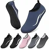 VOLHAL Badeschuhe Damen Wasserschuhe Herren Strandschuhe Schwimmschuhe Surfschuhe Aquaschuhe Breathable Schnelltrockend Schuhe Beach Pool Surfen Unisex(Blue Lines 41 EU)