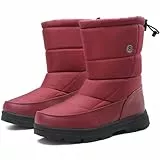 BARFULKER Winterstiefel Herren Damen Winterschuhe Warm Gefüttert Schneestiefel Leicht Wanderschuhe Trekkingschuhe Rutschfest Stiefel Outdoor Boots, Rot 37 EU