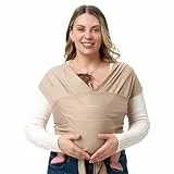 Momcozy Baby Tragetuch Neugeborene – Einfach anzulegender Ring Sling Tragetuch, Atmungsaktives Tragetuch für Hände frei – Verstellbare Babytrage von 3,6 kg bis 15 kg (Helles Kaffeebraun)