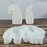 Skeadex Silikonformen Gießformen Weihnachten, 4er Silikonform Weihnachtsmann & Weihnachtsbaum Gießform Tannenbaum Gießformen Silikon Weihnachten Gips zum Gießen Silikonform Winter