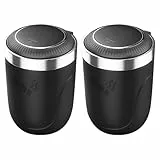LYCXAMES Auto Aschenbecher 2 Stück, Tragbarer Edelstahl Fahrzeug Rauchfreien Aschenbecher Zigarette mit Deckel & LED Beleuchtet für Autos Vans Outdoor Camping, Schwarz